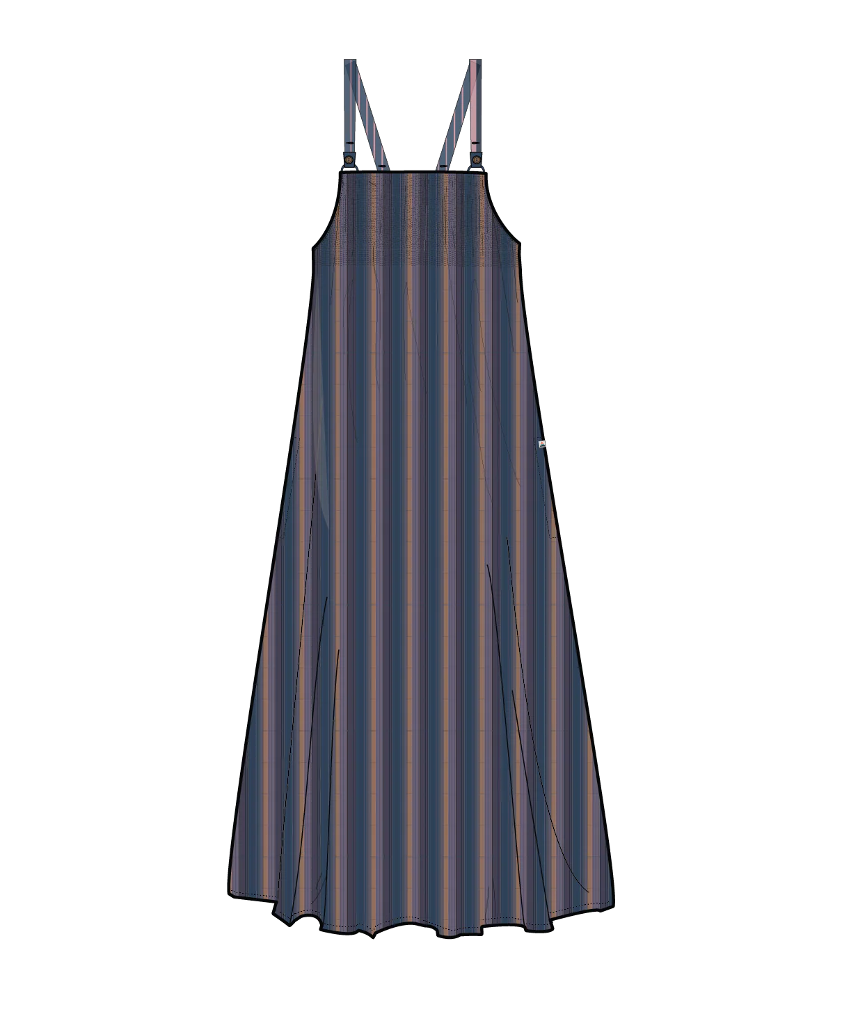 Soleis Woven Maxi Dress - Dark Denim Multi Stripe - Image 5