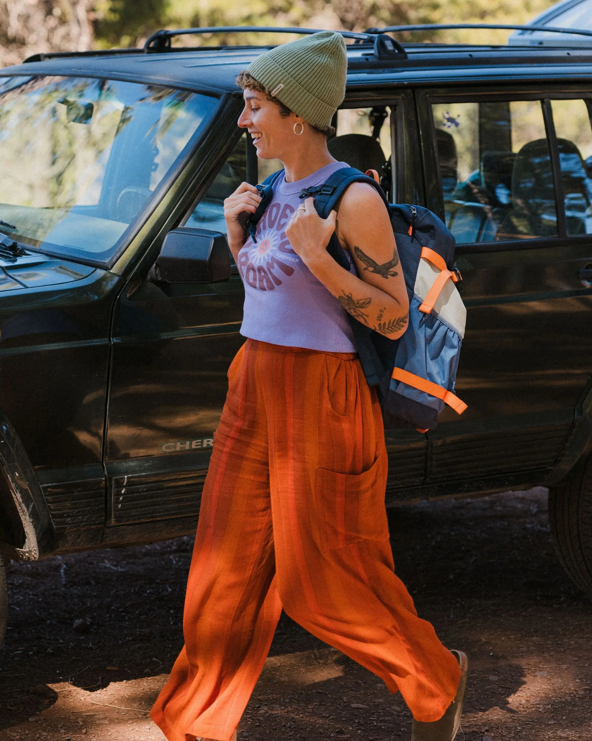 Someday Woven Trouser - Ember Orange Stripe - Image 3
