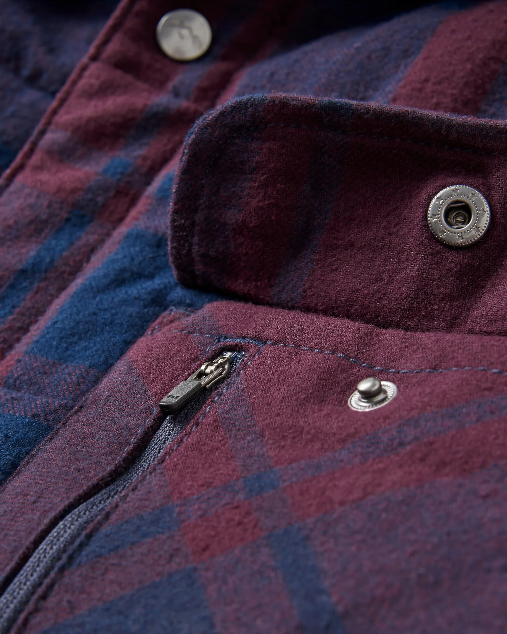 Taranaki Quilted Overshirt - Deep Plum/Deep Navy Check - Image 9