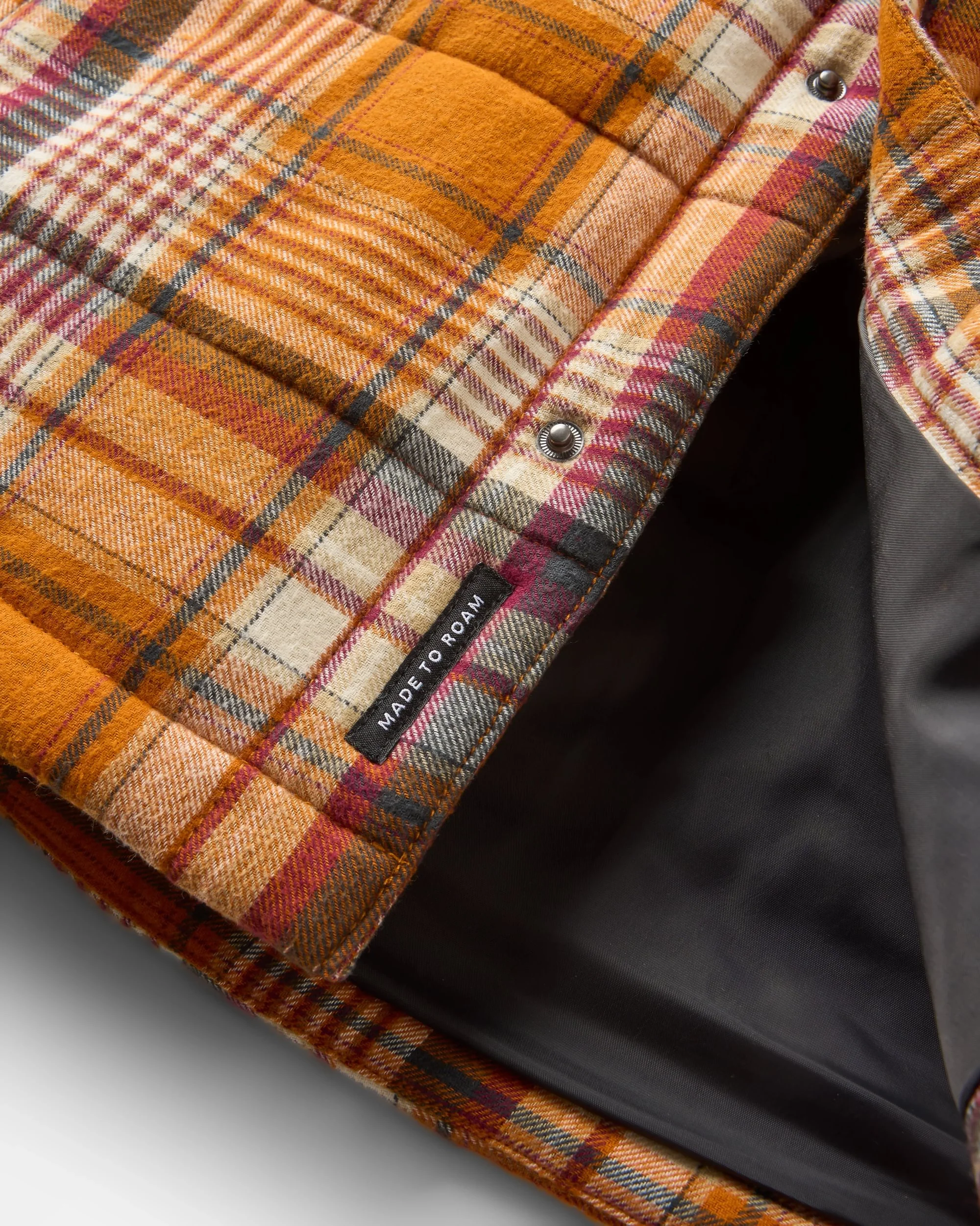 Taranaki Quilted Overshirt - Retro Orange Check - Image 9