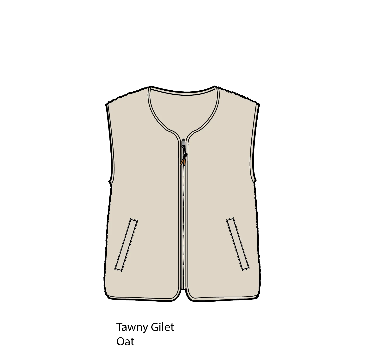 Tawny Collarless Deep-Pile Sherpa Gilet - Oat - Image 7