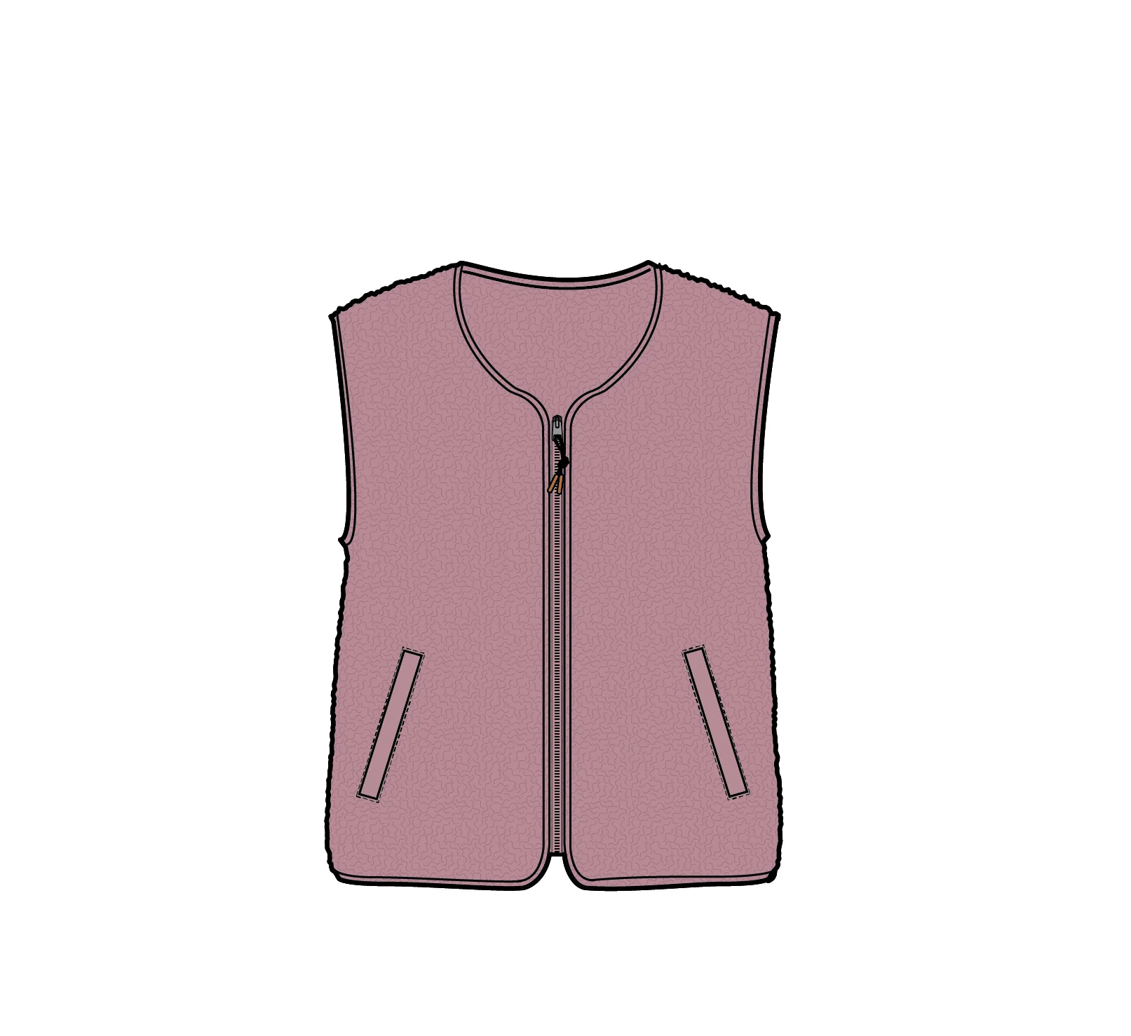 Tawny Collarless Deep-Pile Sherpa Gilet - Pink Haze - Image 11