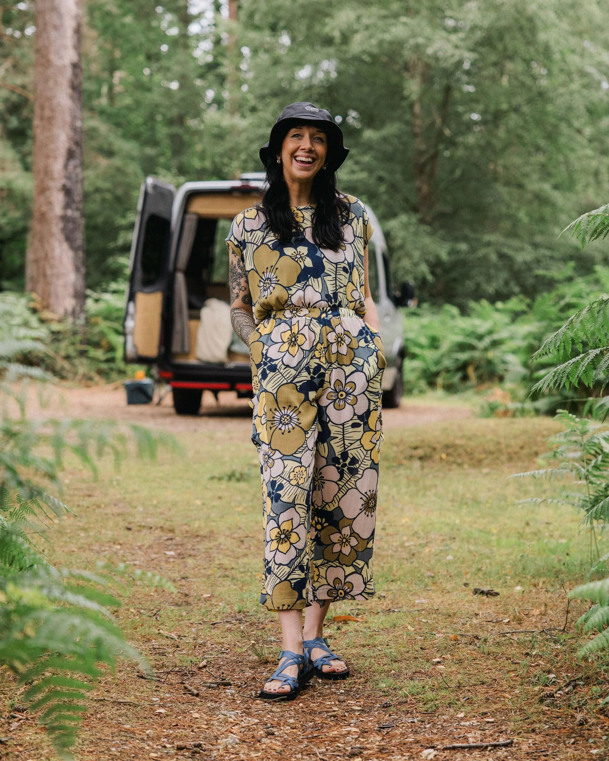 Thimbleberry Jumpsuit - Vintage Floral Sunlight - Image 4