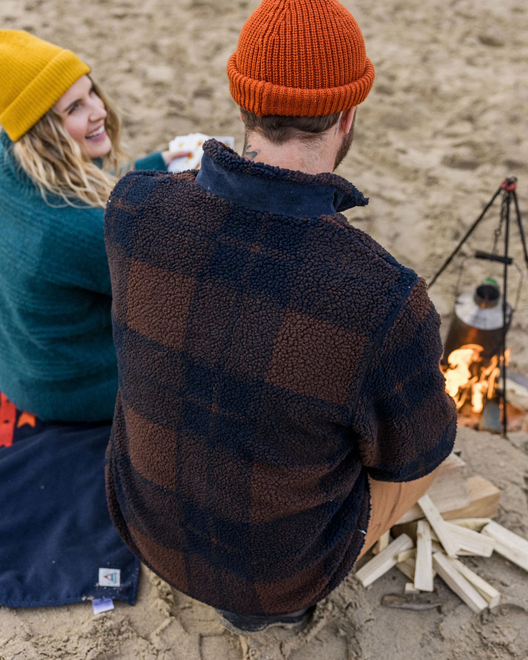 Trekker Deep-Pile Sherpa Fleece - Chestnut/Deep Navy Check - Image 5