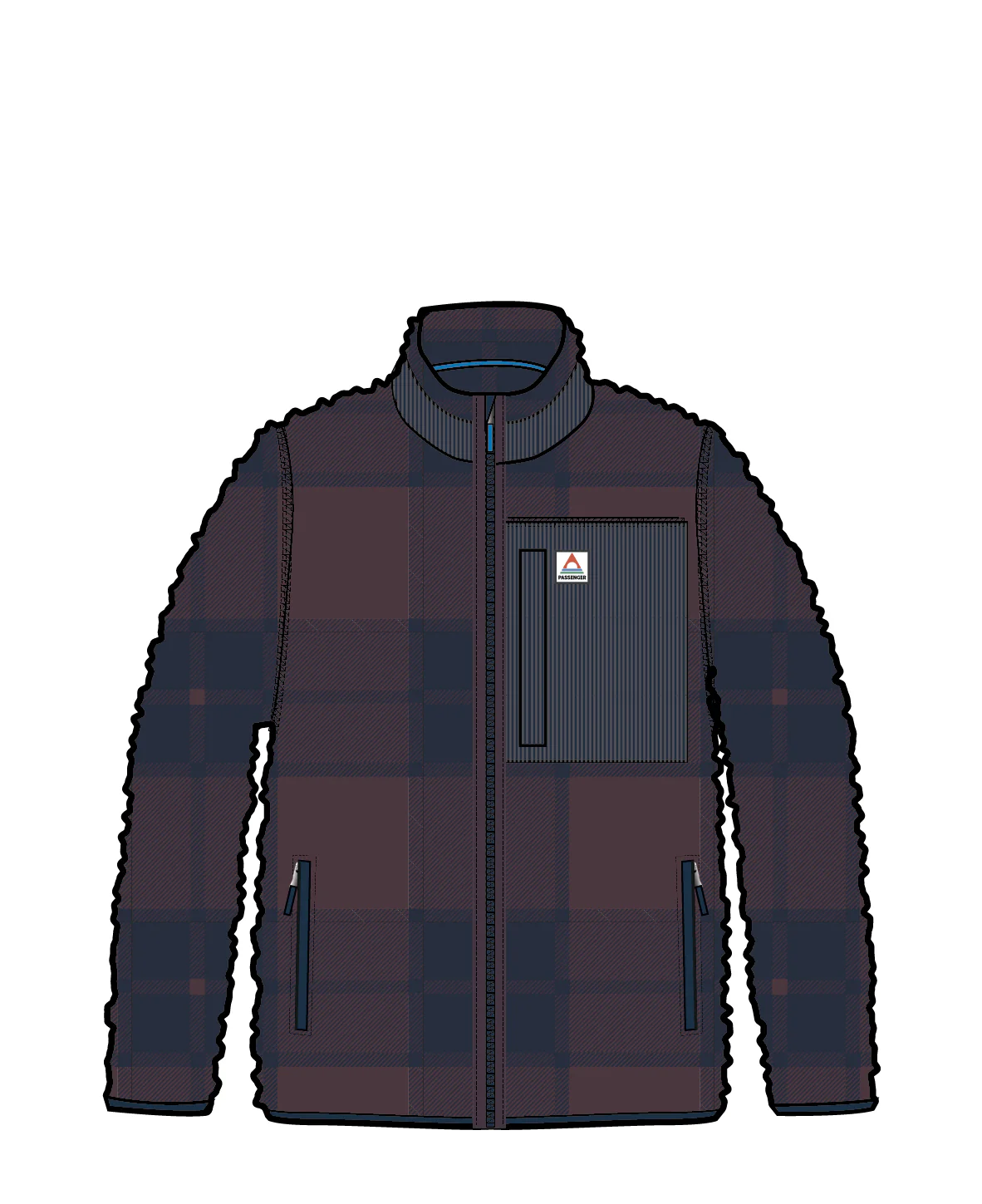 Trekker Deep-Pile Sherpa Fleece - Deep Plum/Deep Navy Check - Image 8