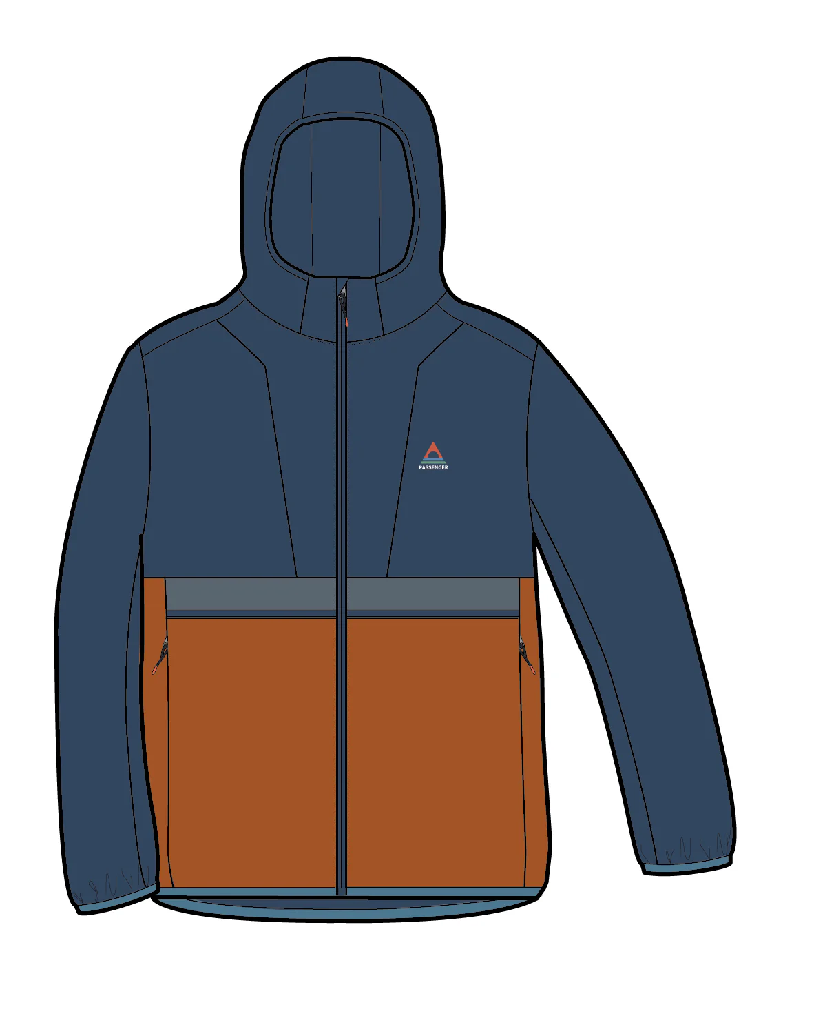 Viento Windshell Jacket - Dark Denim/Sunset Orange - Image 7