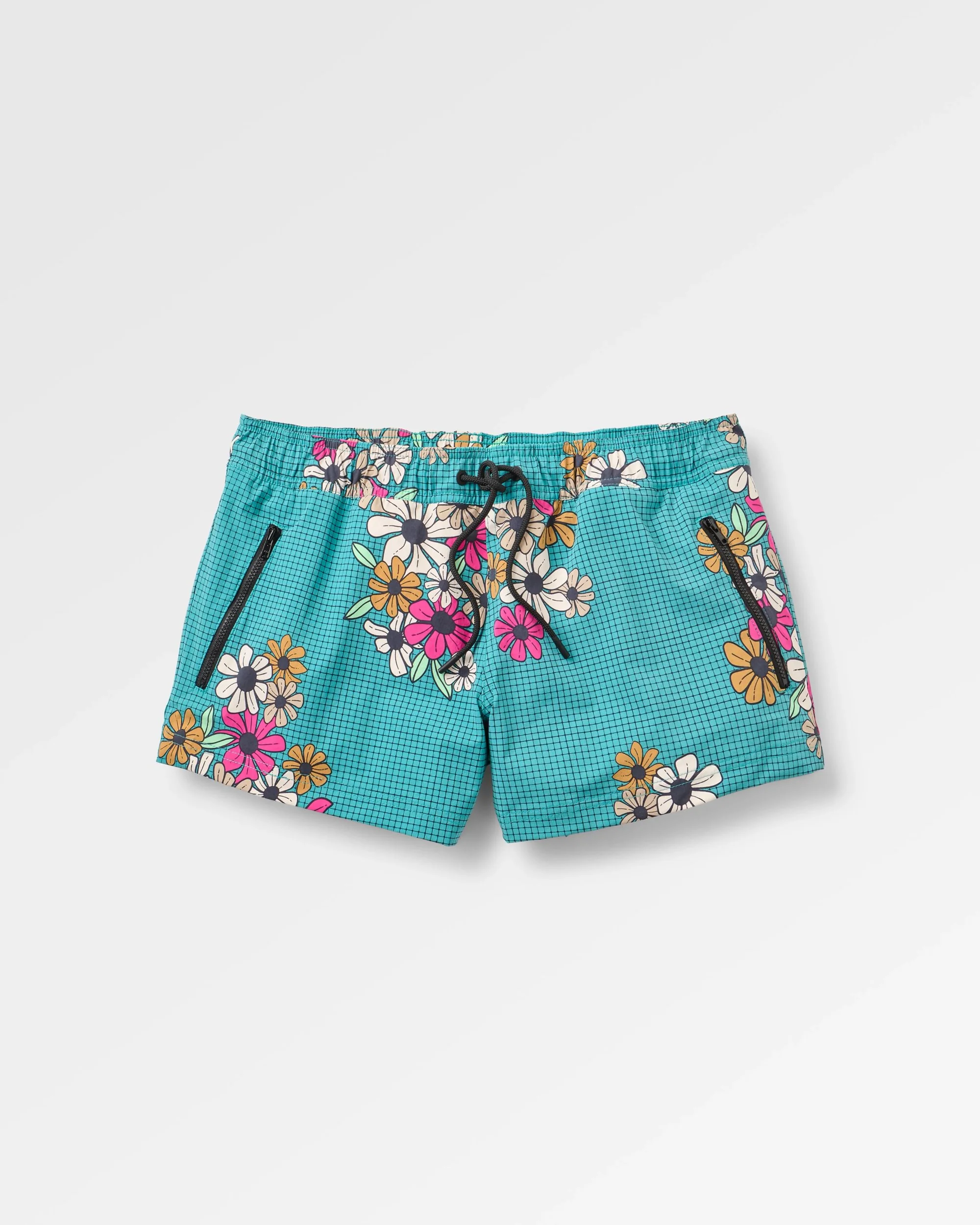 Way Out NetplusĀ® All Purpose Short - Floral Grid Ocean Teal