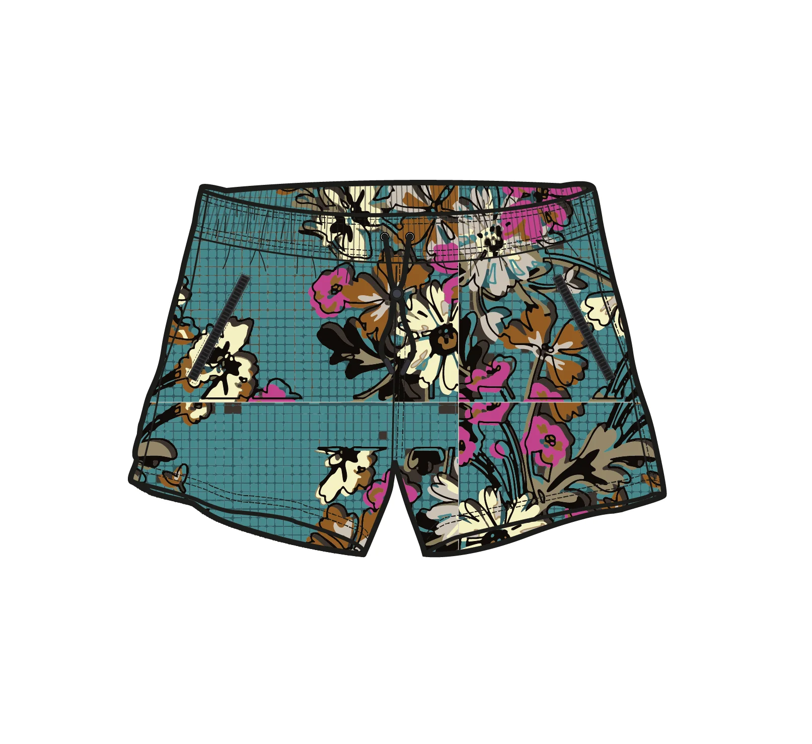 Way Out NetplusĀ® All Purpose Short - Floral Grid Ocean Teal - Image 7