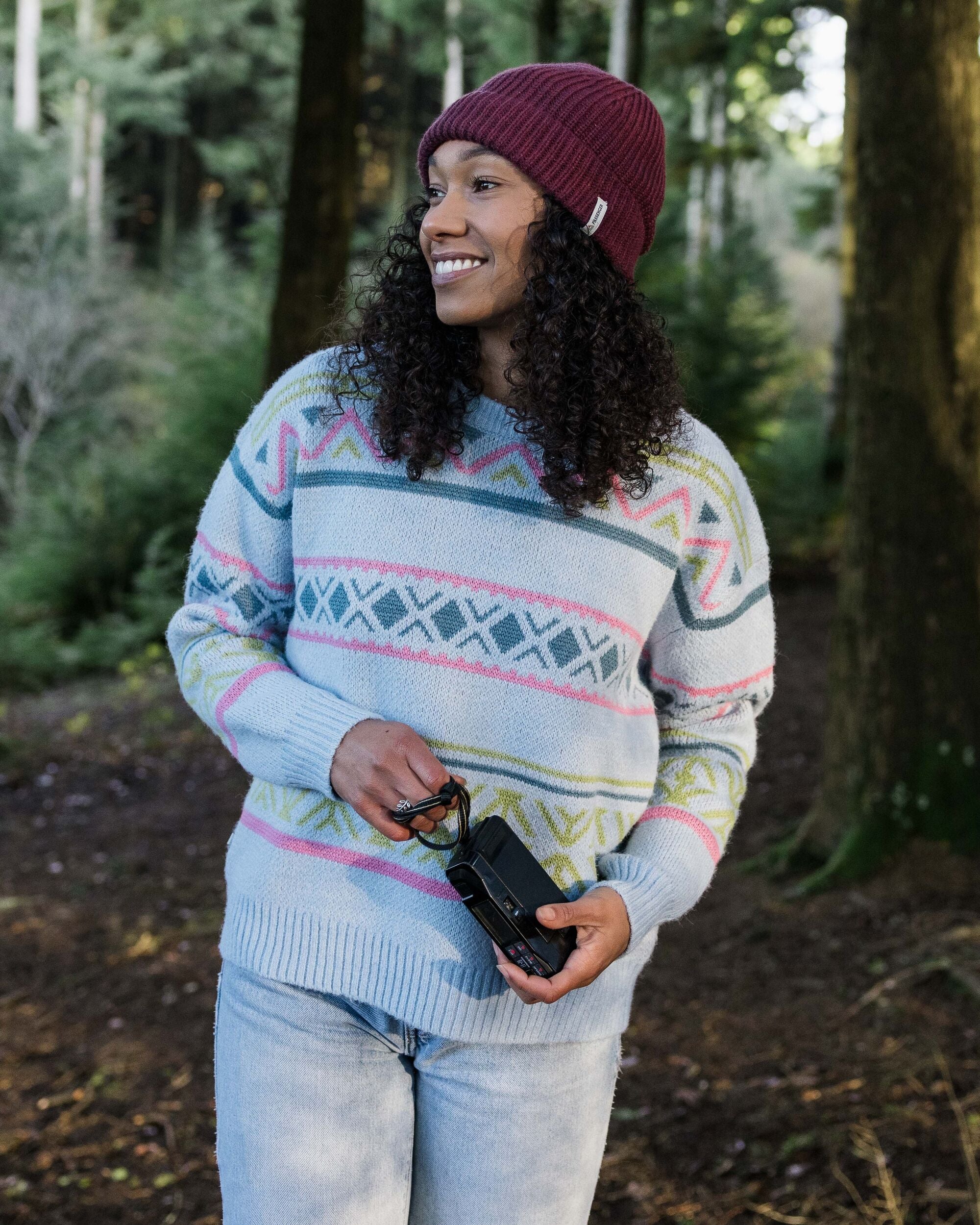 Whimsical Knitted Jumper - Homespun Stripe Blue Fog - Image 4