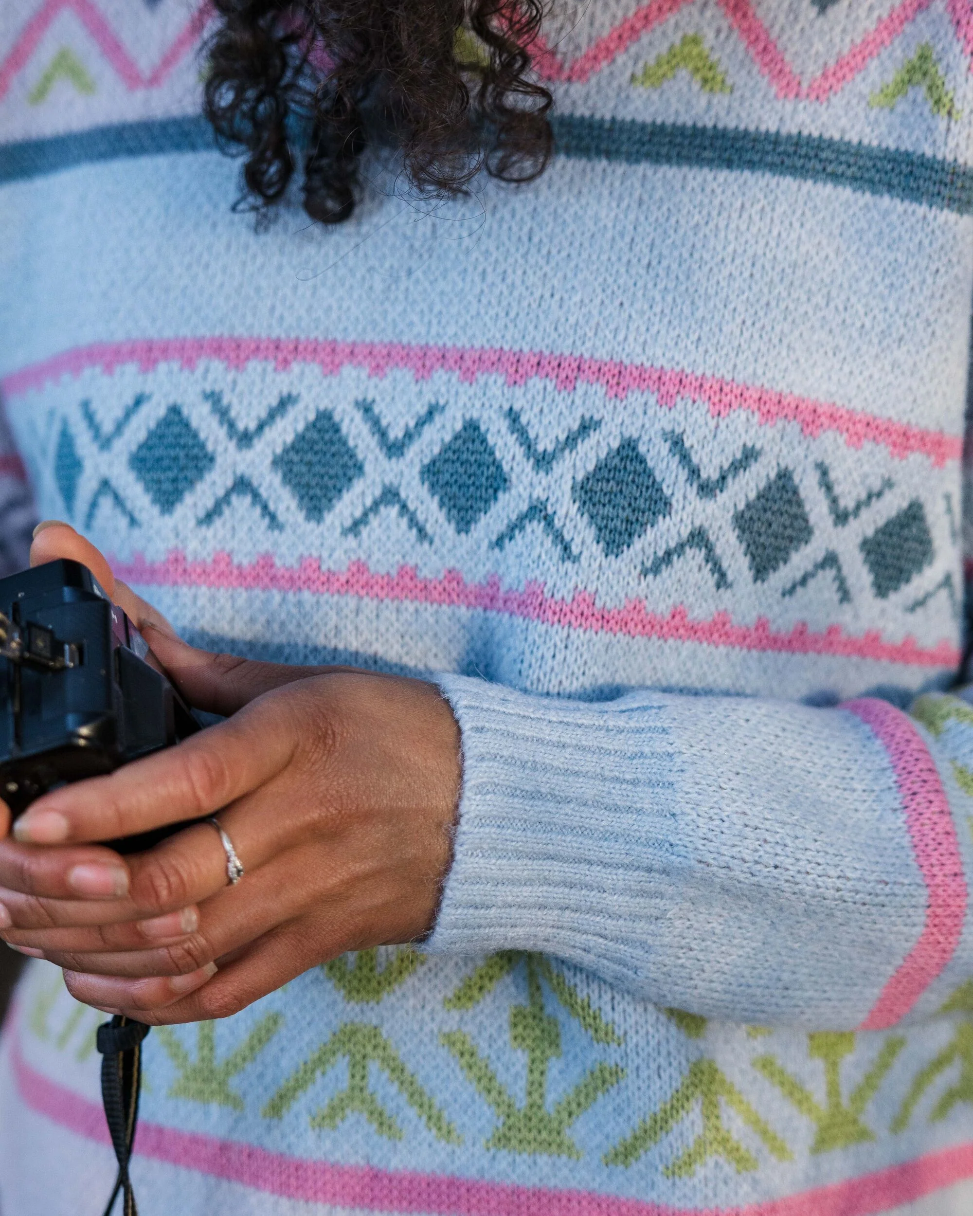 Whimsical Knitted Jumper - Homespun Stripe Blue Fog - Image 5