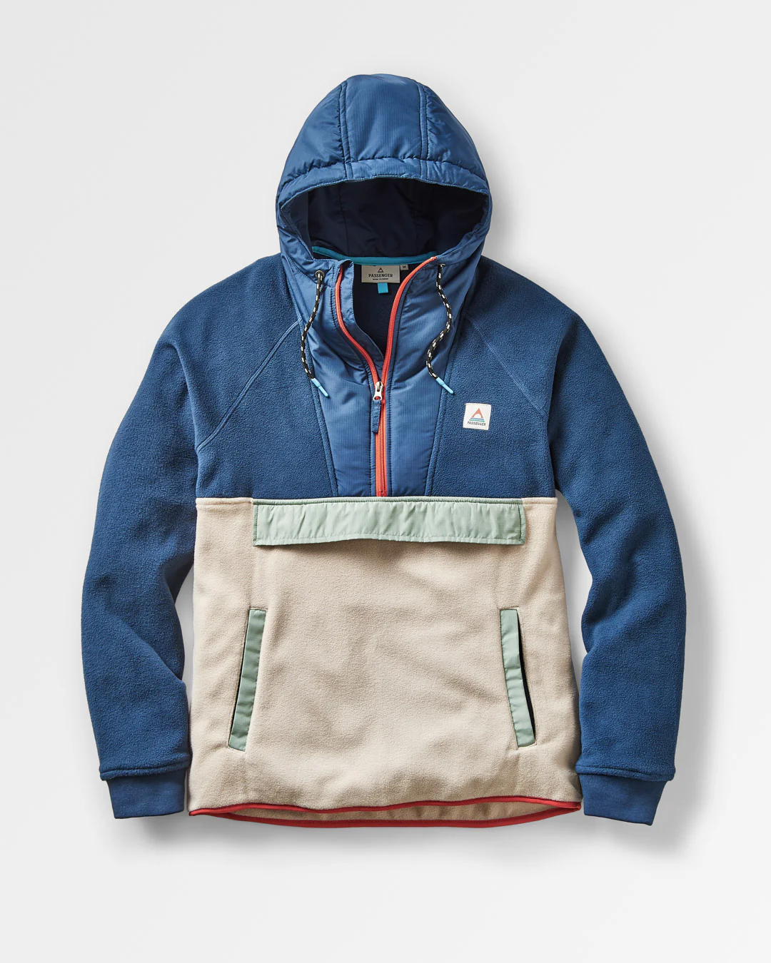 Woodland Hooded 1/2 Zip Polar Fleece - Dark Denim/Oatmeal - Image 6
