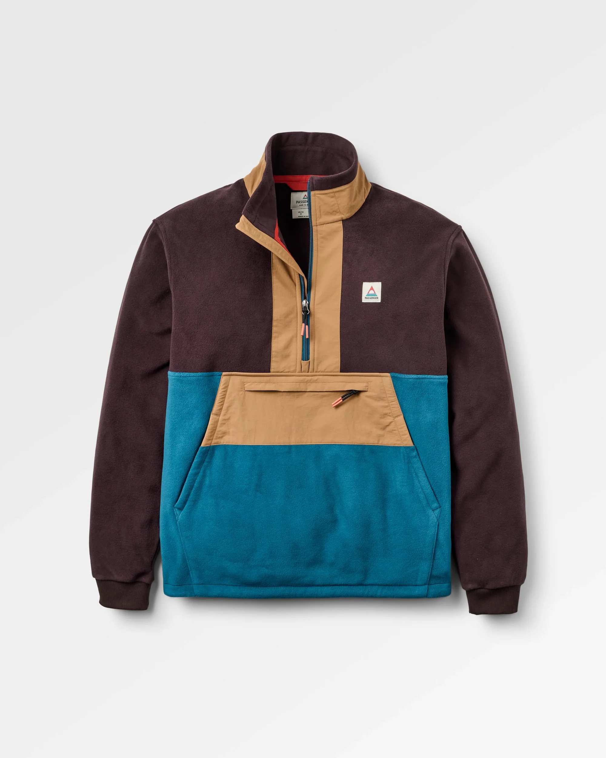 Woodland Hoodless 1/2 Zip Polartec® Fleece - Espresso/Tidal Blue