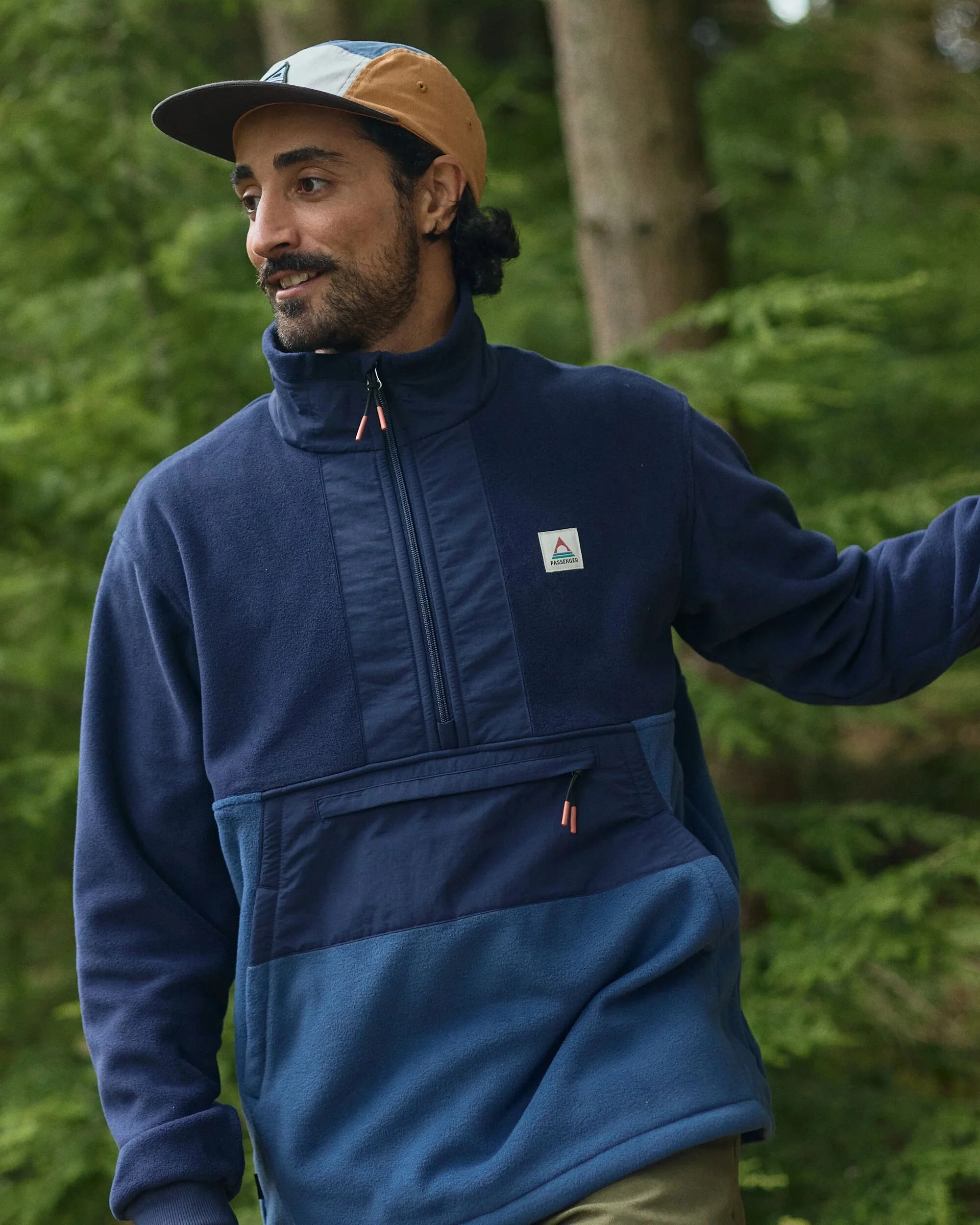 Woodland Hoodless 1/2 Zip Polartec® Fleece - Rich Navy/Dark Denim