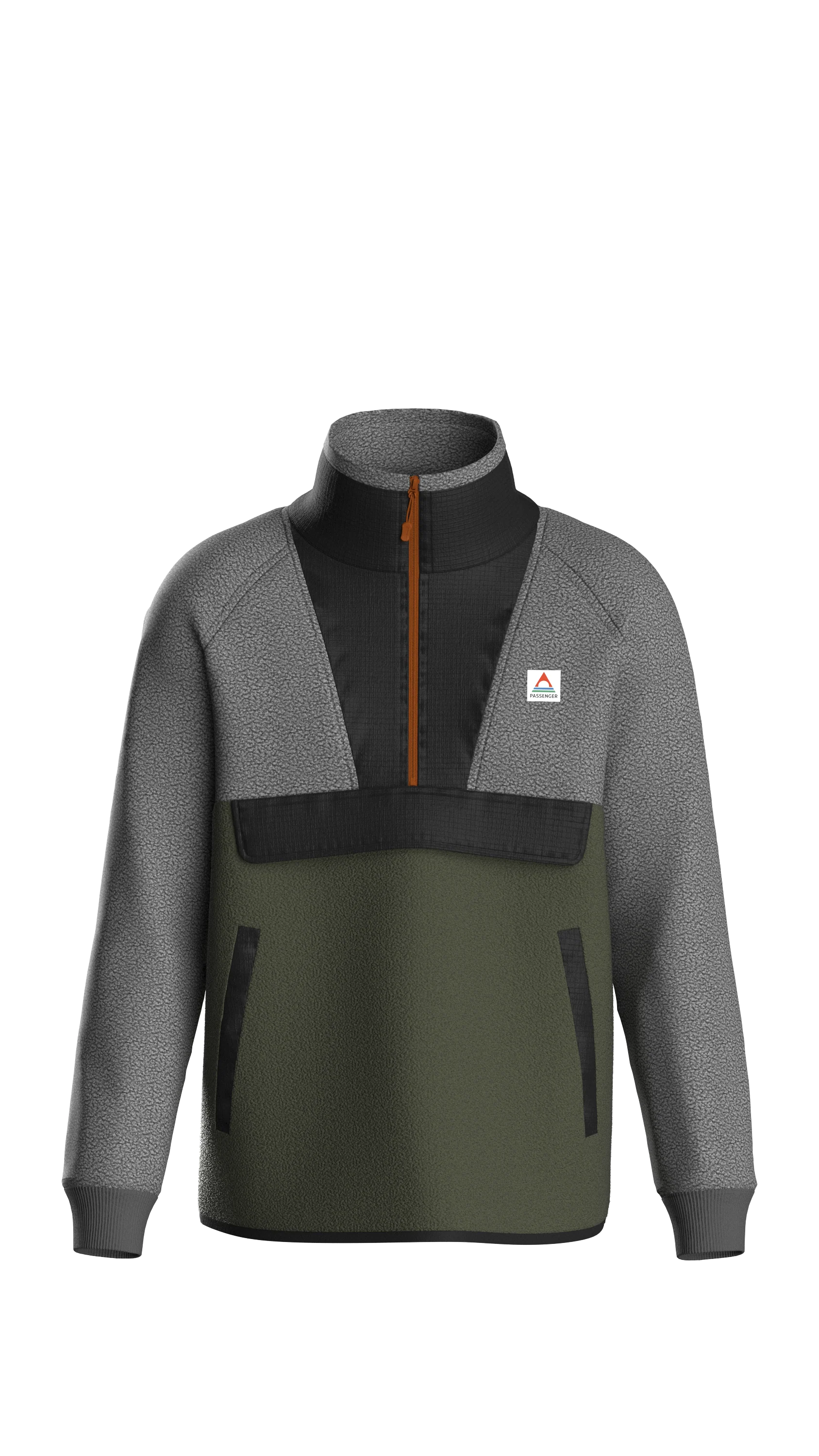 Woodland Hoodless Polar Fleece - Grey Marl/Khaki - Image 9