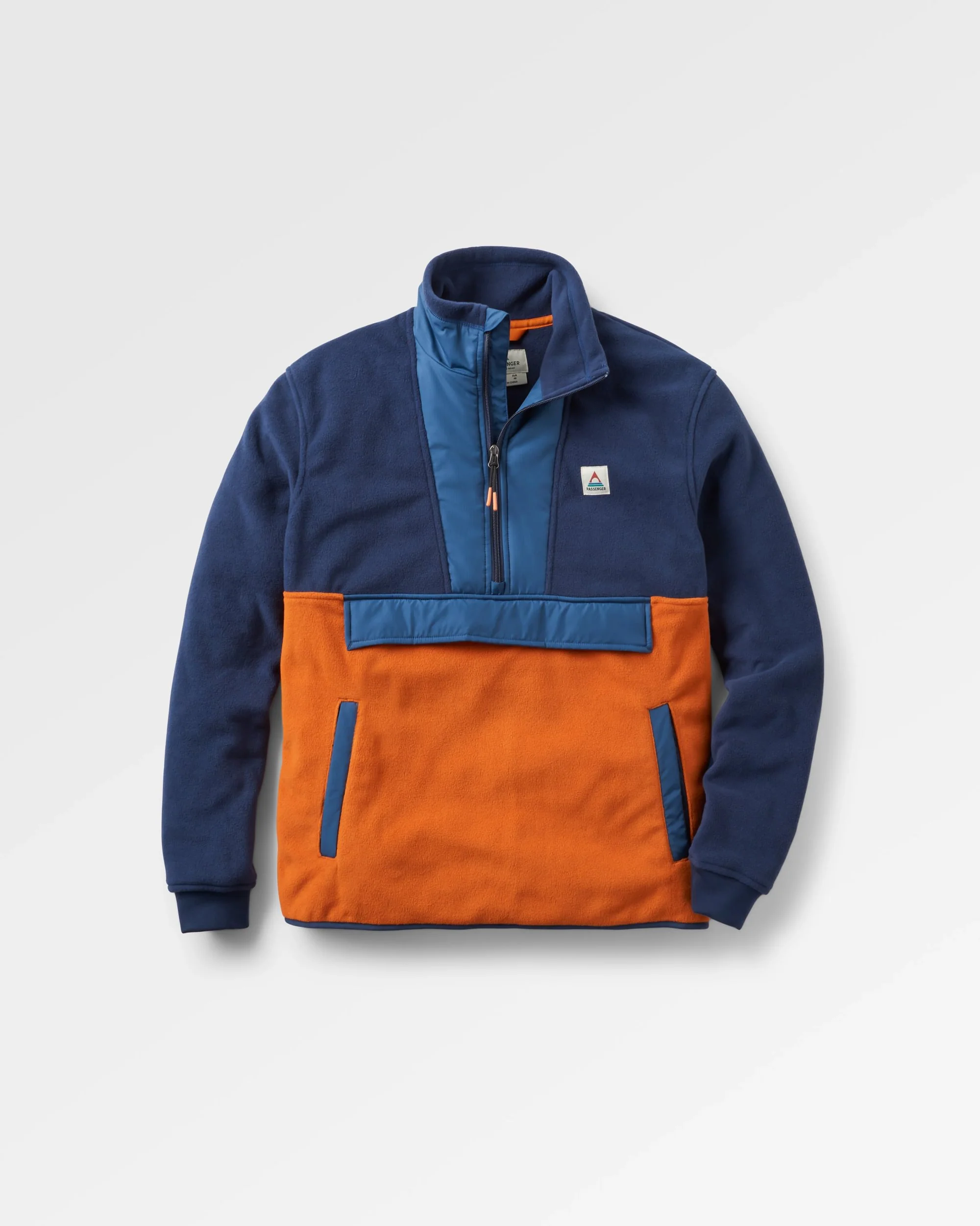 Woodland Hoodless Polar Fleece - Rich Navy/Sunset Orange - Image 2