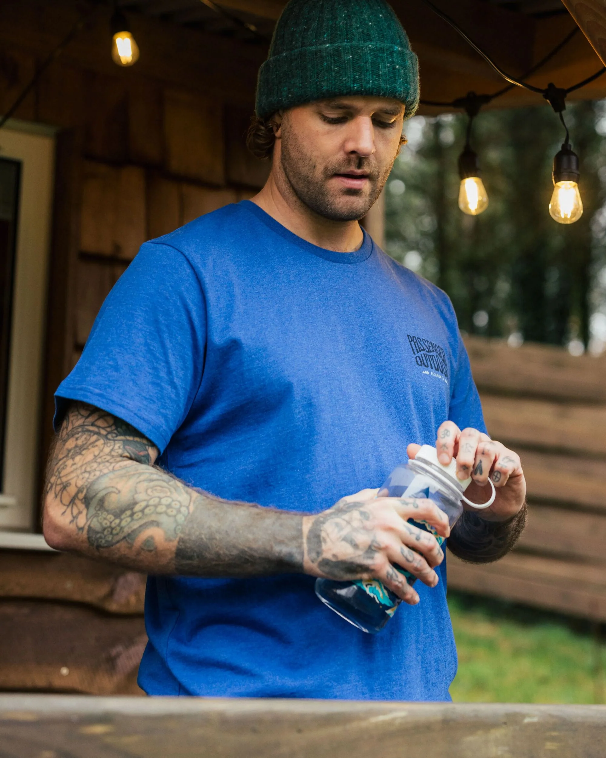 Yuca Organic Cotton T-Shirt - Azure Blue Marl - Image 6