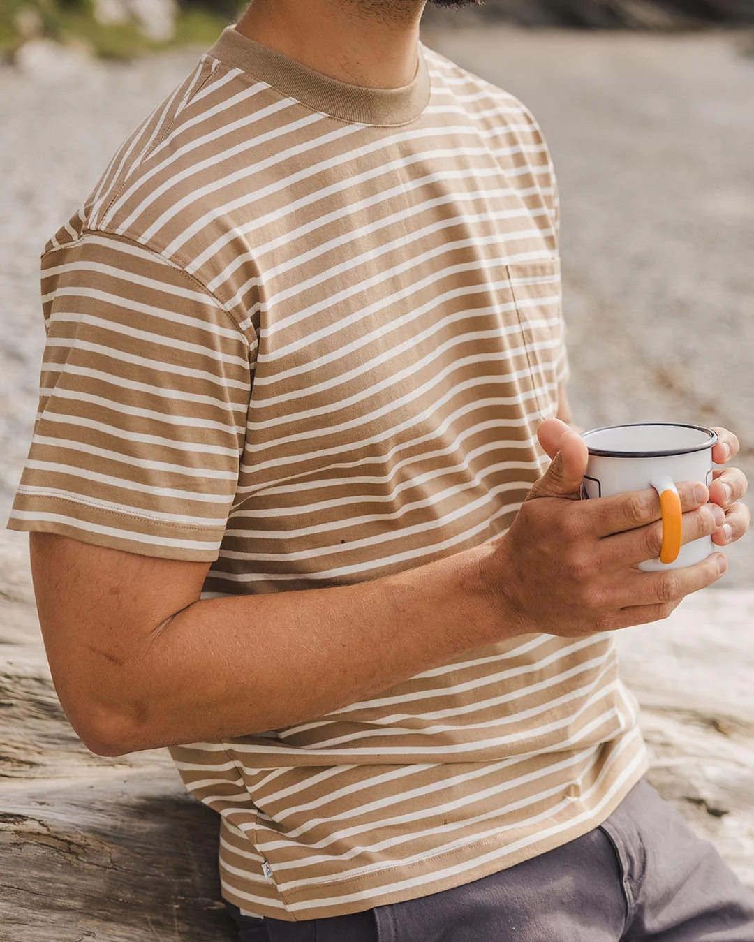 Zen Relaxed Fit T-Shirt - Toffee Stripe - Image 3